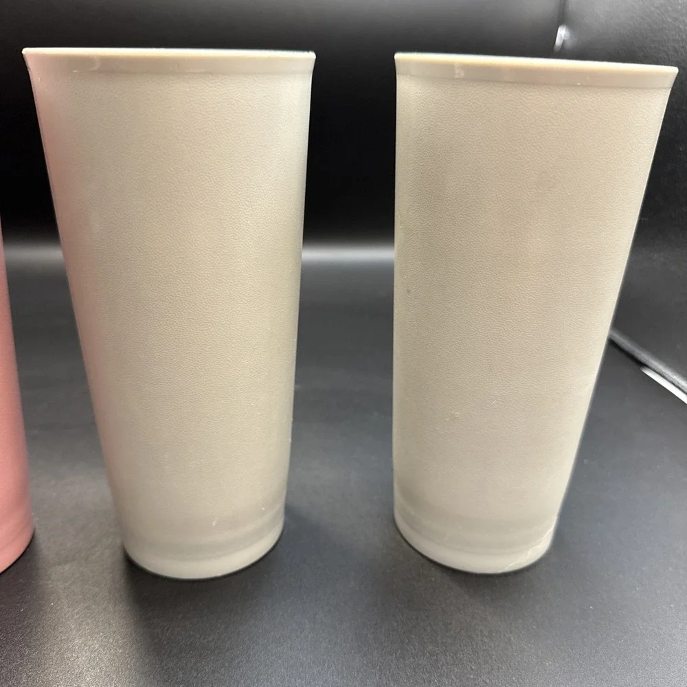 Vintage Tupperware Set of 4‎ Tumblers Pastel Colors 1348 16 oz Pink Gray